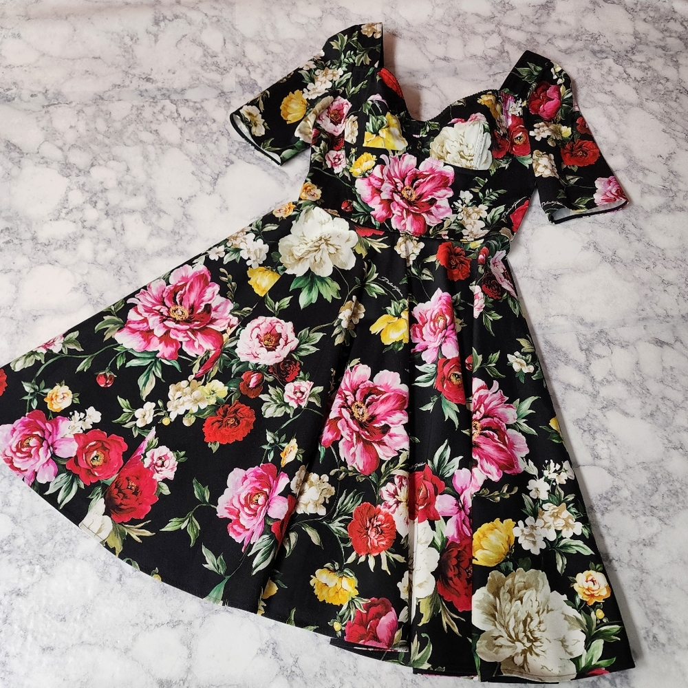 Dolce & Gabbana Floral Bustier Flare Dress